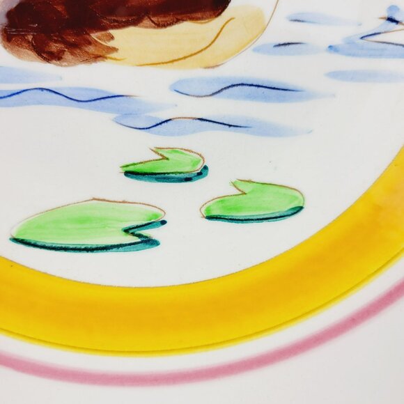 Rare Stangl Pottery Country Life 8" Serving Bowl, Hand-Painted Duck in Pond, USA - Picture 5 of 12